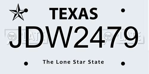 JDW2479 Texas License Plate
