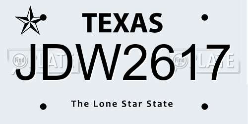 JDW2617 Texas License Plate