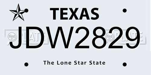 JDW2829 Texas License Plate