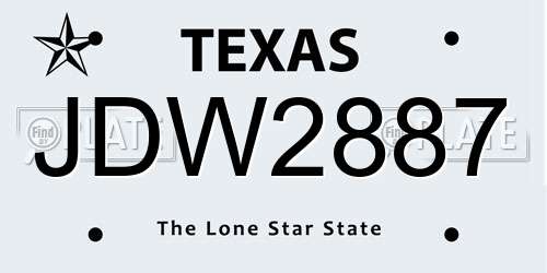 JDW2887 Texas License Plate