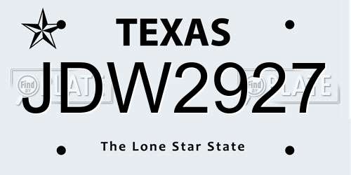 JDW2927 Texas License Plate
