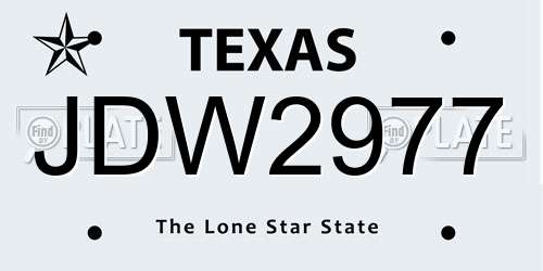 JDW2977 Texas License Plate