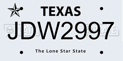 JDW2997 Texas License Plate