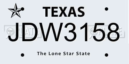 JDW3158 Texas License Plate