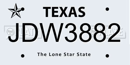 JDW3882 Texas License Plate