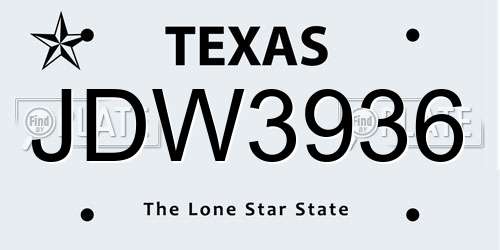 JDW3936 Texas License Plate