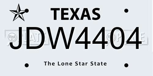 JDW4404 Texas License Plate