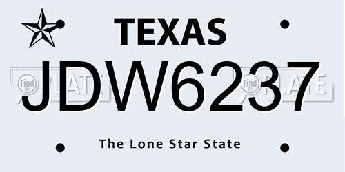 JDW6237 Texas License Plate