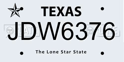 JDW6376 Texas License Plate