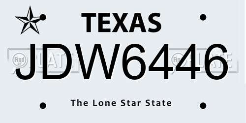 JDW6446 Texas License Plate