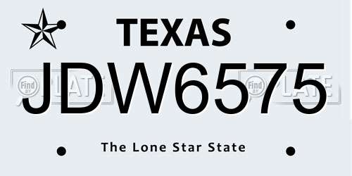JDW6575 Texas License Plate