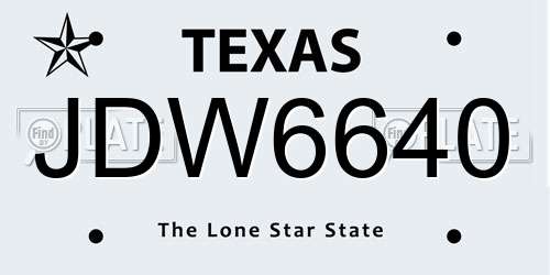 JDW6640 Texas License Plate
