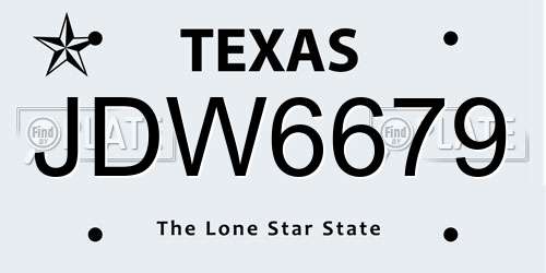 JDW6679 Texas License Plate