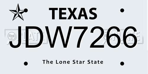JDW7266 Texas License Plate