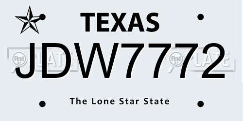 JDW7772 Texas License Plate