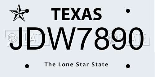 JDW7890 Texas License Plate