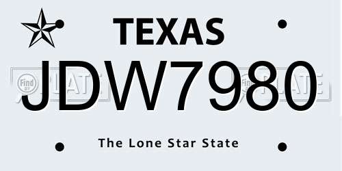 JDW7980 Texas License Plate