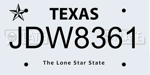 JDW8361 Texas License Plate