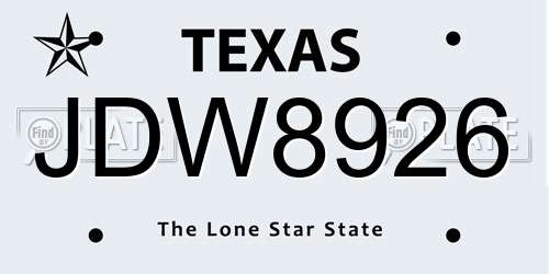 JDW8926 Texas License Plate