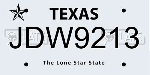 JDW9213 Texas License Plate