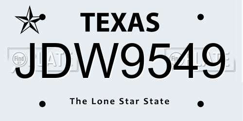 JDW9549 Texas License Plate