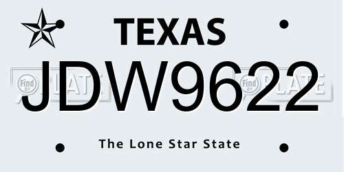 JDW9622 Texas License Plate