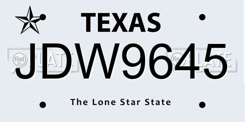 JDW9645 Texas License Plate
