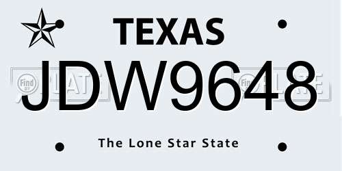 JDW9648 Texas License Plate