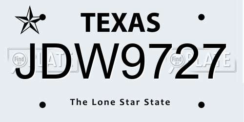 JDW9727 Texas License Plate