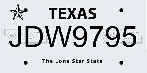 JDW9795 Texas License Plate