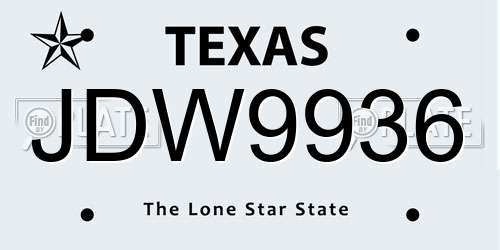 JDW9936 Texas License Plate