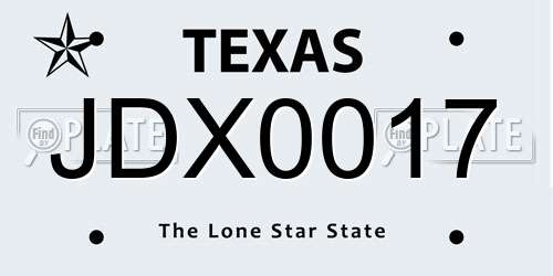 JDX0017 Texas License Plate