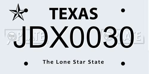 JDX0030 Texas License Plate