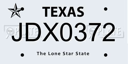 JDX0372 Texas License Plate