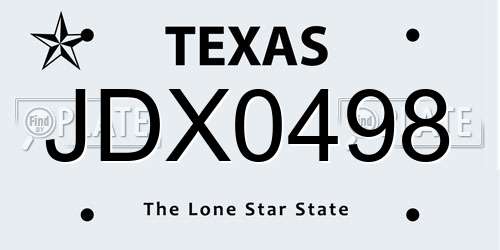 JDX0498 Texas License Plate