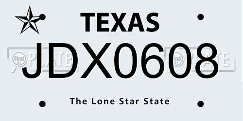 JDX0608 Texas License Plate