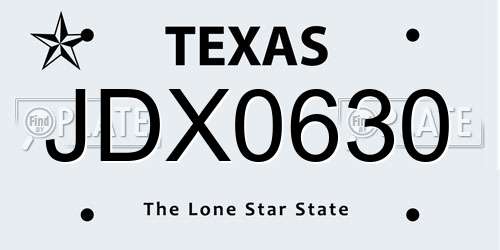 JDX0630 Texas License Plate