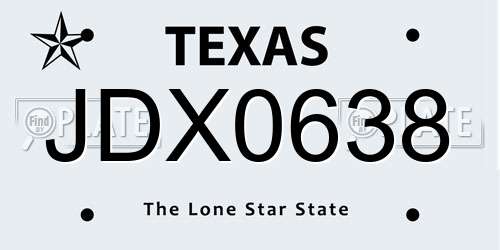 JDX0638 Texas License Plate
