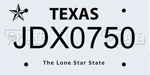 JDX0750 Texas License Plate