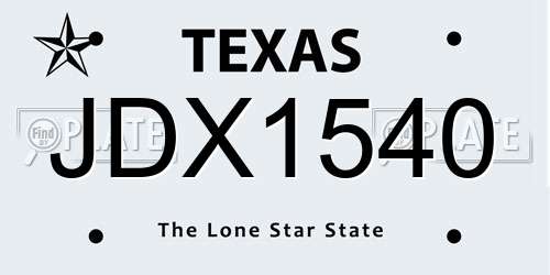JDX1540 Texas License Plate