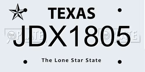 JDX1805 Texas License Plate
