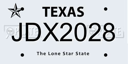 JDX2028 Texas License Plate