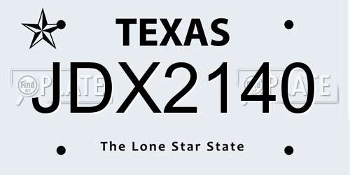 JDX2140 Texas License Plate