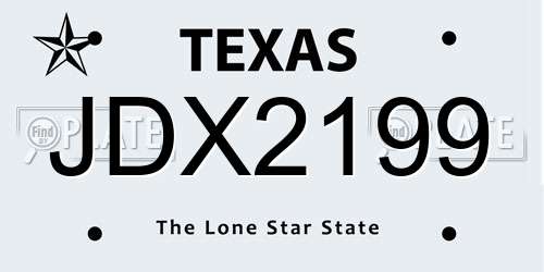 JDX2199 Texas License Plate