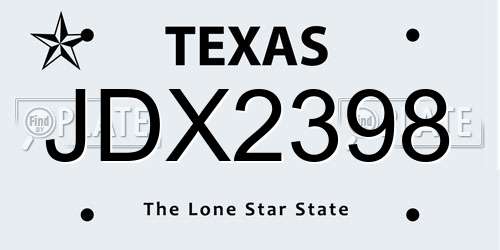 JDX2398 Texas License Plate