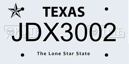JDX3002 Texas License Plate