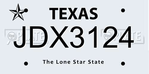 JDX3124 Texas License Plate