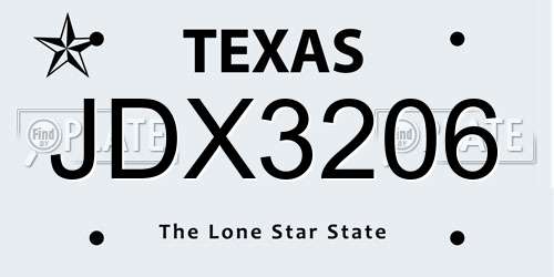 JDX3206 Texas License Plate
