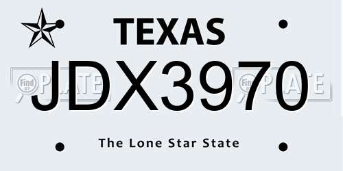 JDX3970 Texas License Plate