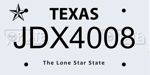 JDX4008 Texas License Plate